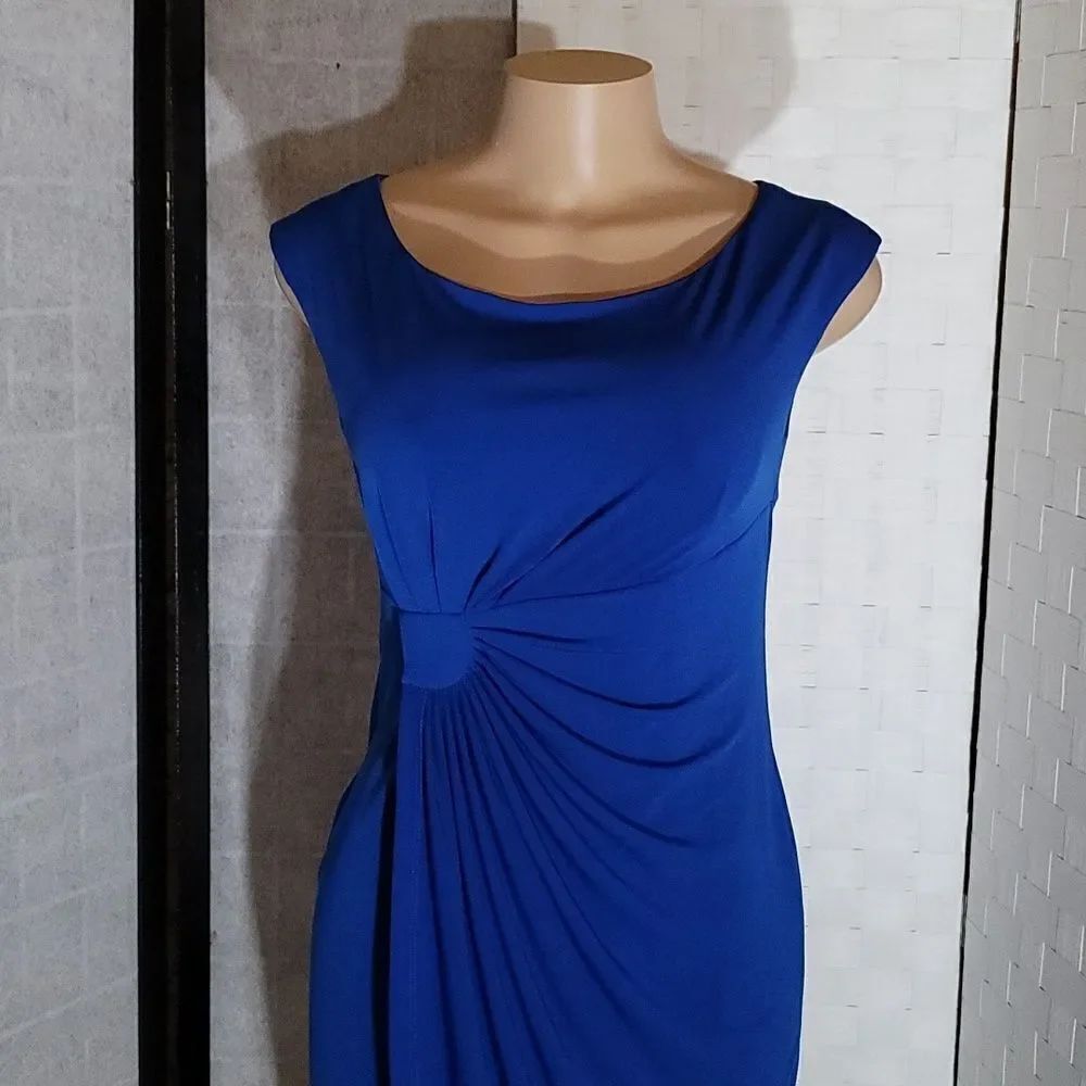 DRESS BARN SLEEVELESS RUCHED DETAILS ROUND NECKLINE SHEATH DRESS - Picture 10 of 14